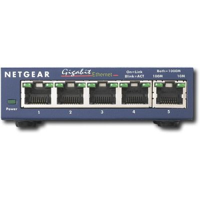 Netgear ProSafe 5-Port 10/100/1000 Mbps Gigabit Ethernet Switch Router Image