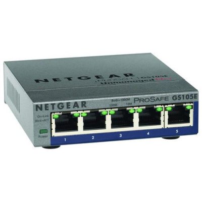 Netgear ProSafe Plus 5-Port 10/100/1000 Gigabit Ethernet Switch Router Image